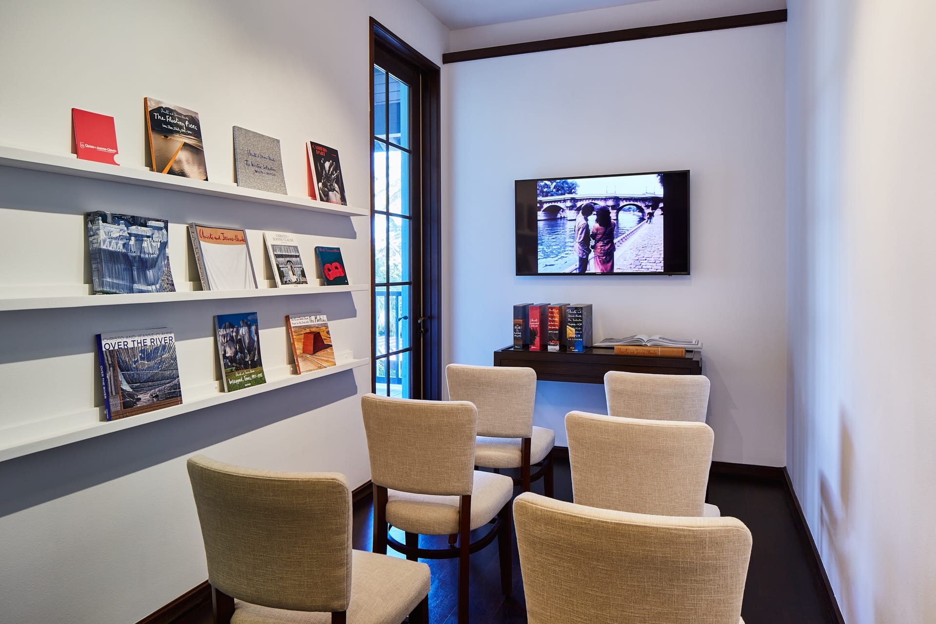 The Media Room at The Gallery at Windsor featuring supporting materials on the artists Christo & Jeanne-Claude