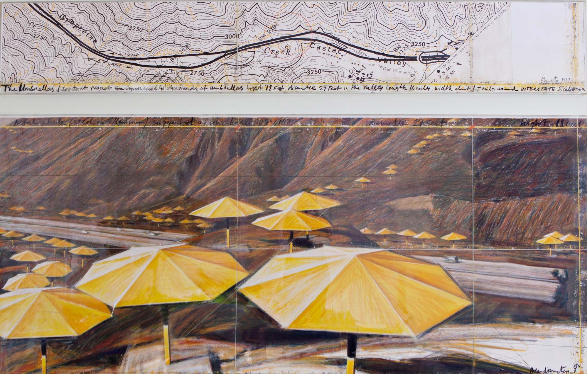 The Umbrellas, Joint Project for Japan and U.S.A., Collage in two (2) parts, 15" x 96" and 42” x 96”, Christo & Jeanne-Claude, 1990