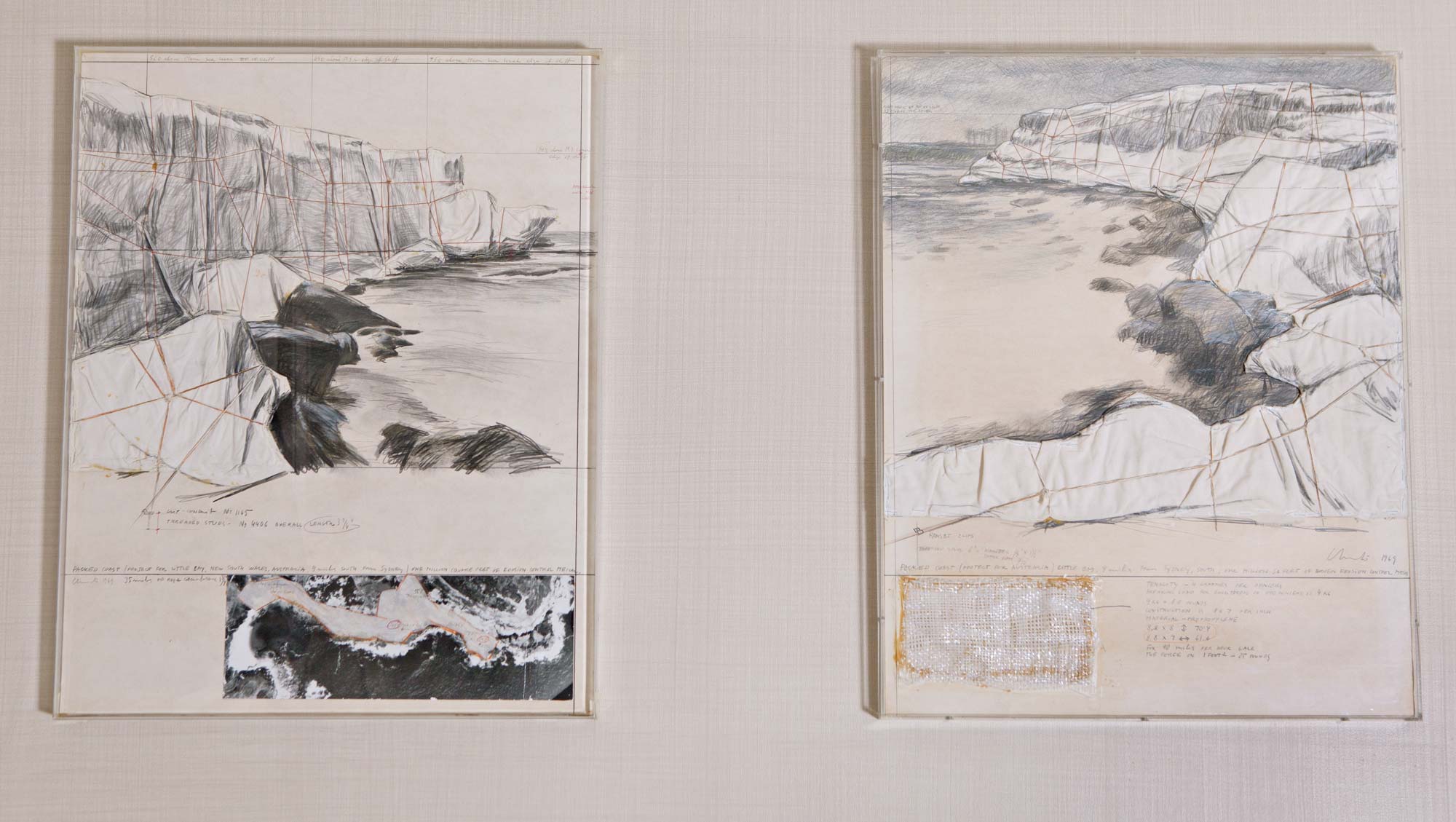 Packed Coast, Project for Little Bay, New South Wales, Australia, Collage, 28" x 22" each, Christo & Jeanne-Claude, 1989