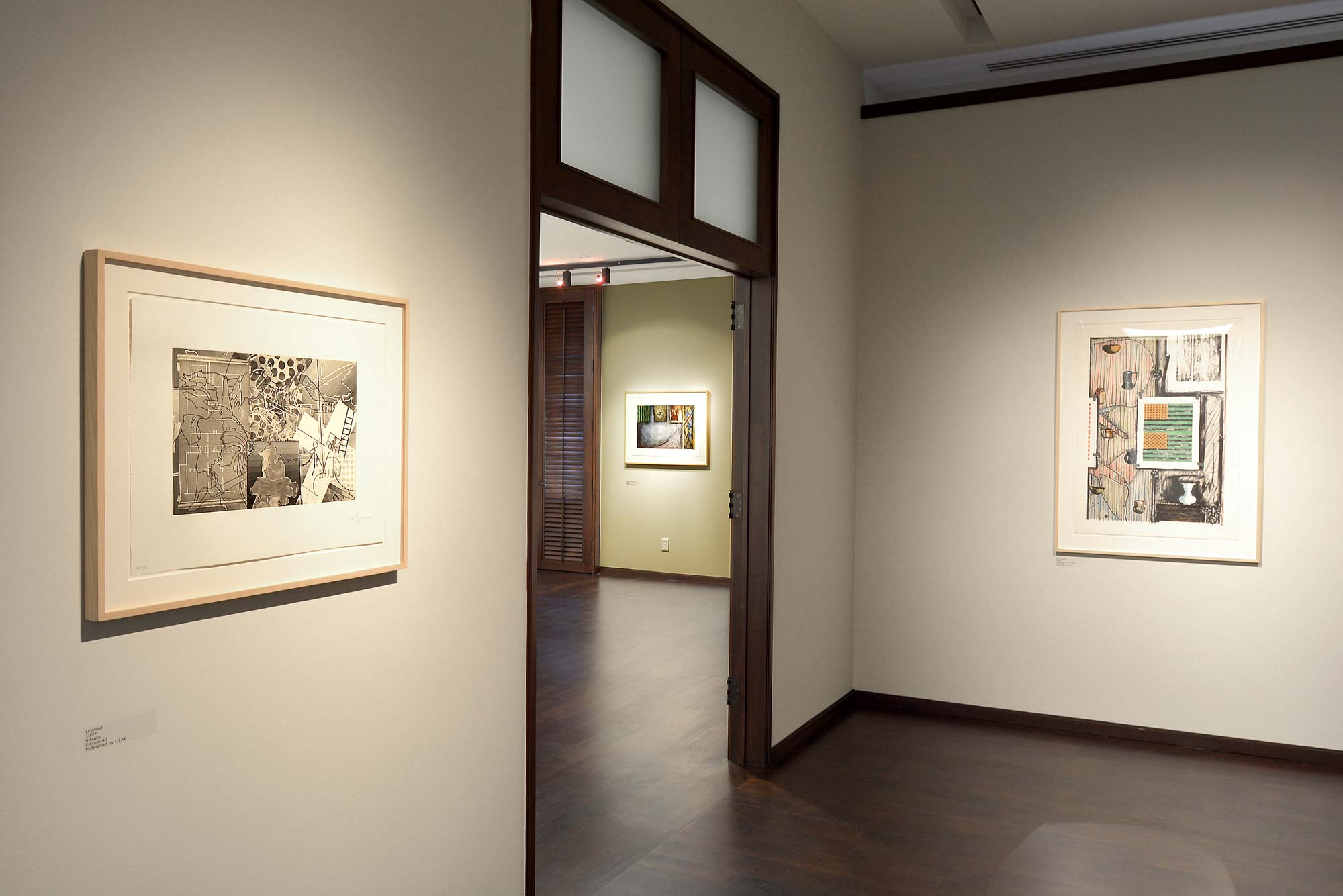Exhibition installation shot of Jasper Johns: Shadow & Substance on display at The Gallery at Windsor.