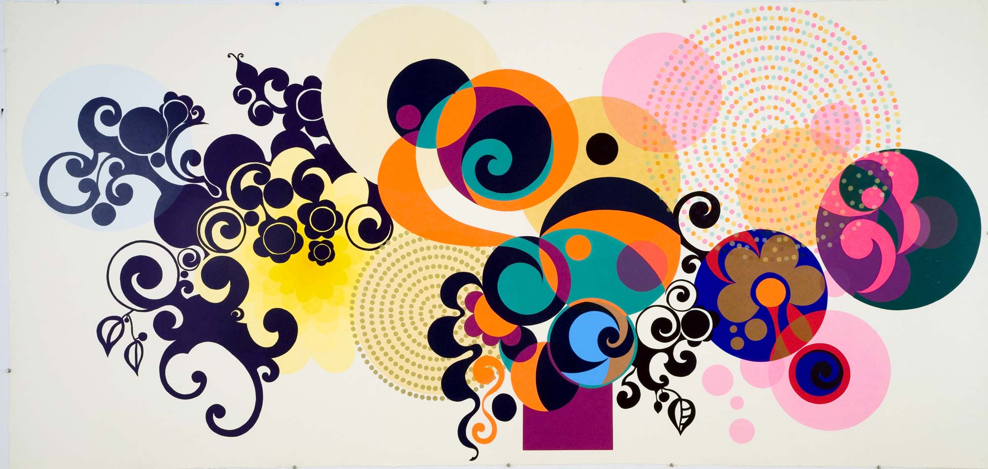 Summer Night (Noite de verao), Silkscreen on Paper, 47" × 98", Edition of 30, Beatriz Milhazes, 2006